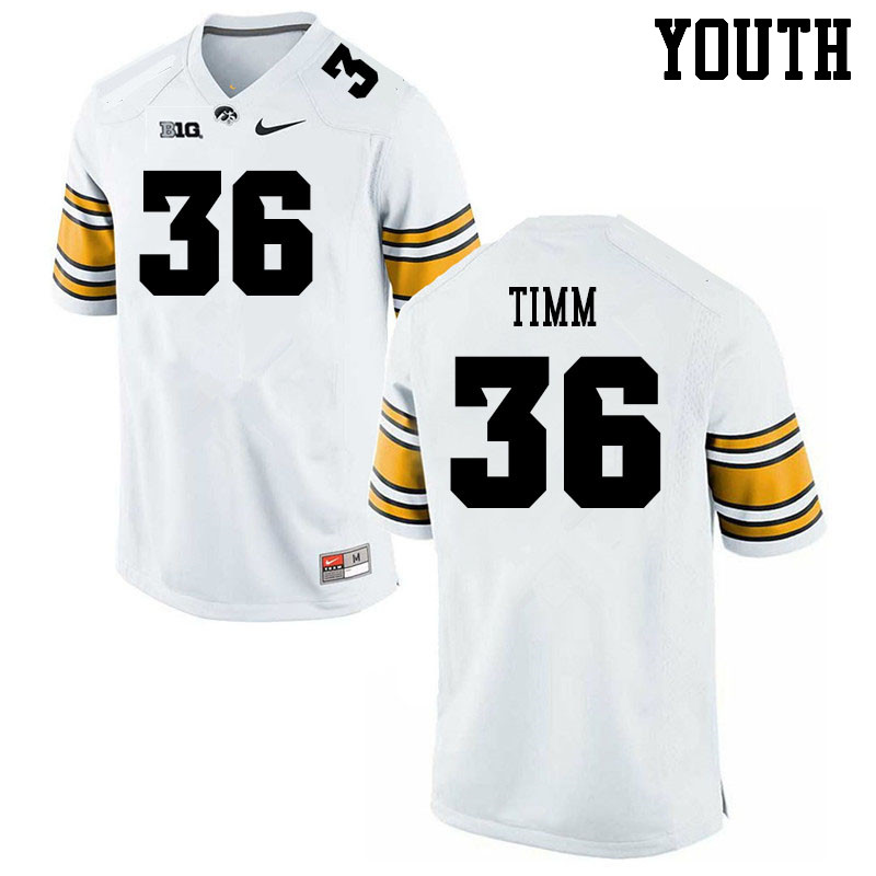 Youth #36 Mike Timm Iowa Hawkeyes College Football Jerseys Sale-White